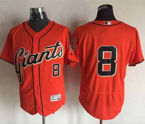 Giants #8 Hunter Pence Orange Flexbase Authentic Collection Stitched MLB Jersey - Click Image to Close